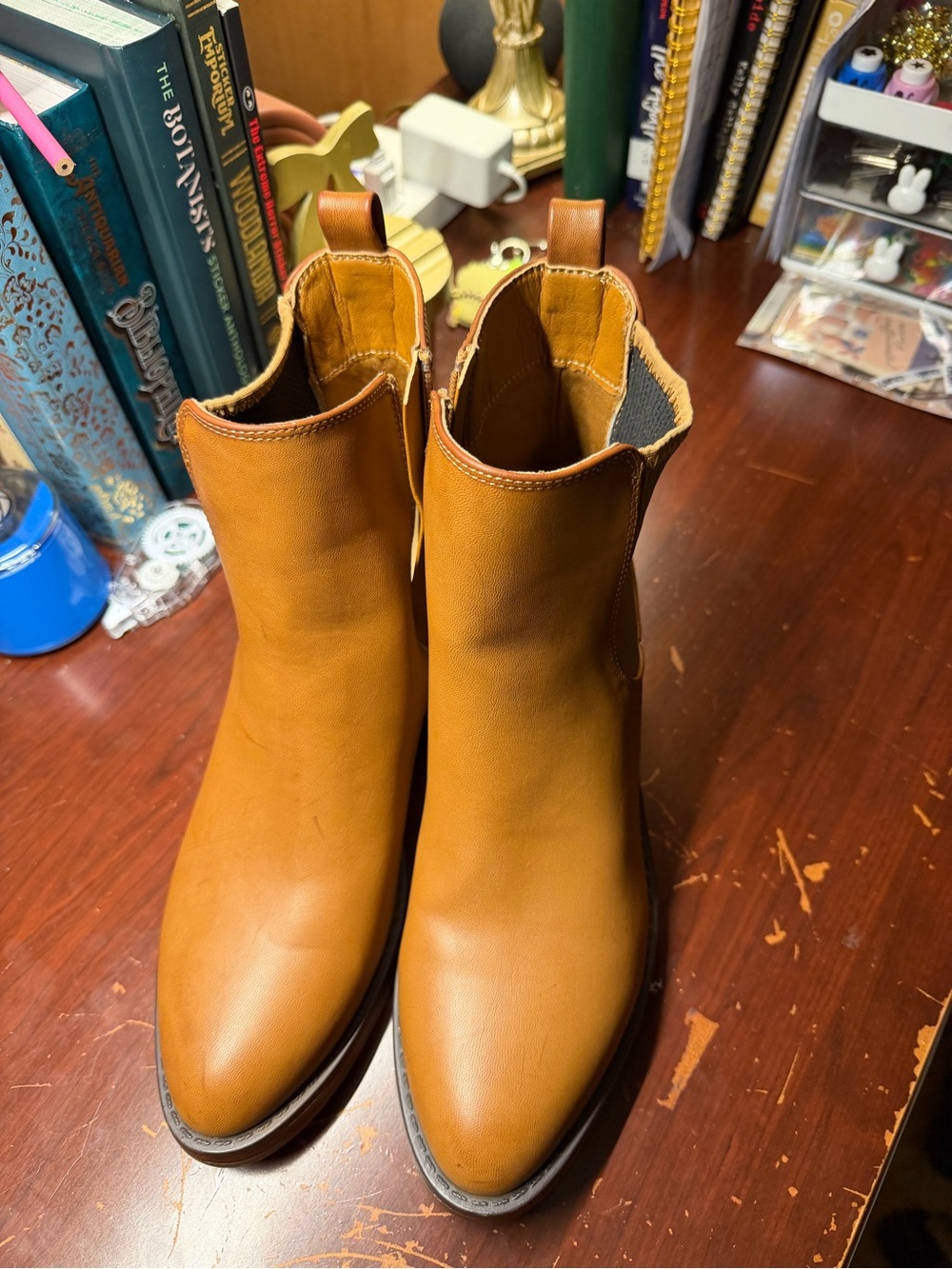 Sonoma Cognac Leather Chelsea Ankle Boots